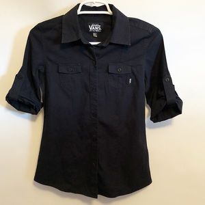 Vans black button up fitted top small